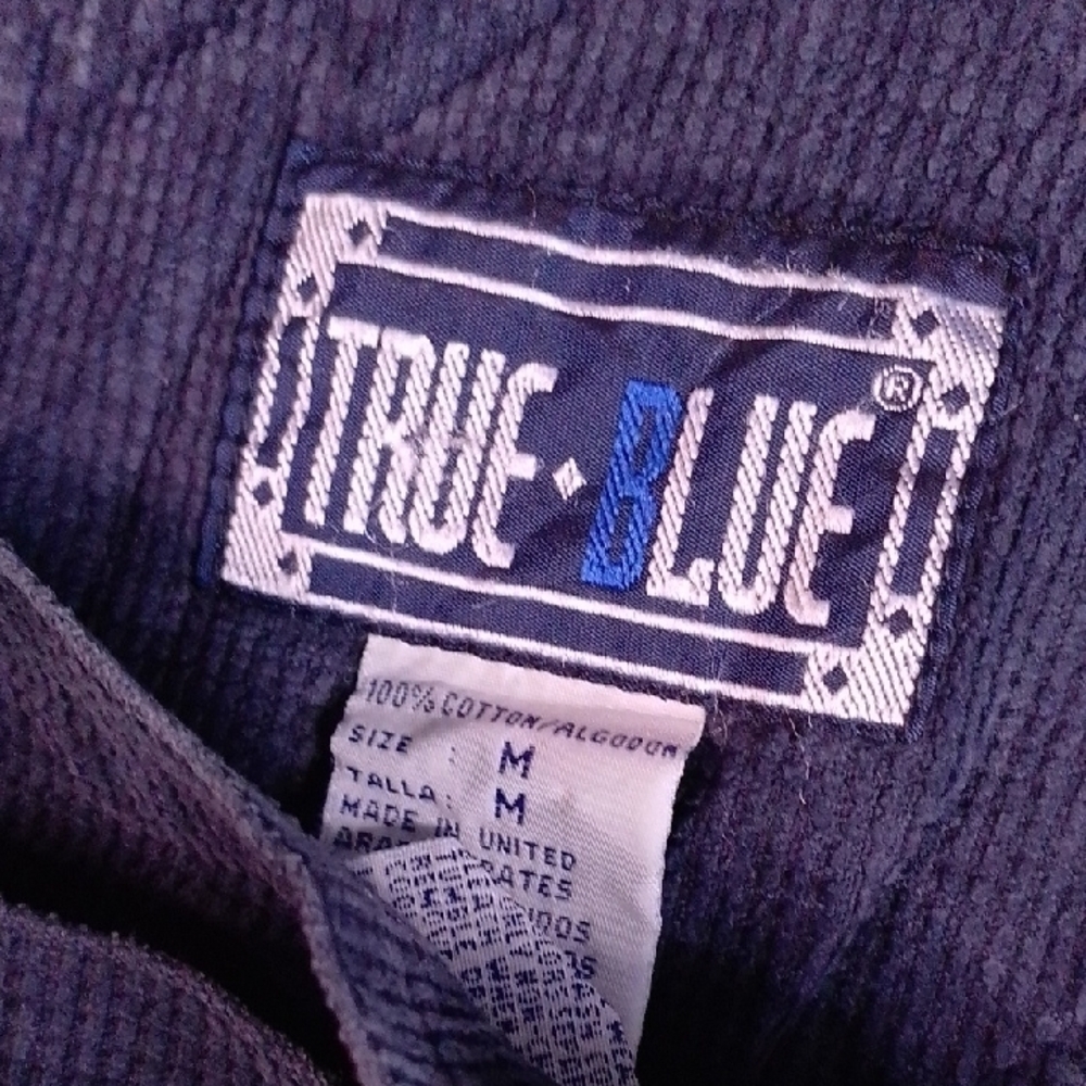 Vintage 90s Black Corduroy Overalls Workwear TRUE BLUE - Picture 5 of 7
